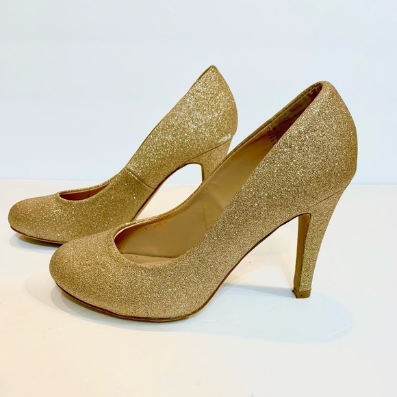 Kelly & Katie Gold Glitter High Heels Sz 7-Flawed - Picture 1 of 12